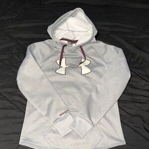 Under Armour Light Gray Hoodie with Maroon Accents